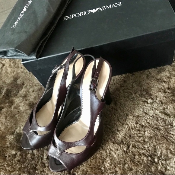 Emporio Armani platform heels in burgundy size 37 - Picture 3 of 8